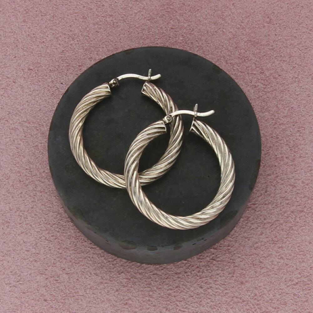 ⚡clearance⚡ sterling silver 27mm twisted cable snap-post hoop earrings